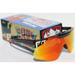 PIT VIPER The Exec Flip-Offs POLARIZED Sunglasses Black/Rainbow Mirror NEW